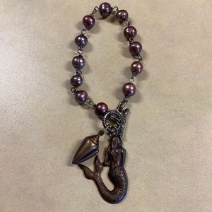 Mermaid and shell on Pearl toggle bracelet  new.
